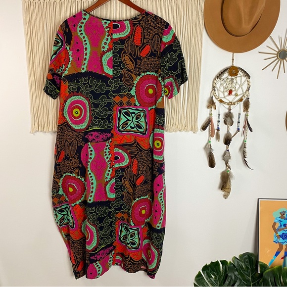 Zanzea Abstract Funky Print Short Sleeve Maxi Dress with Pockets Size XXL - Picture 9 of 12